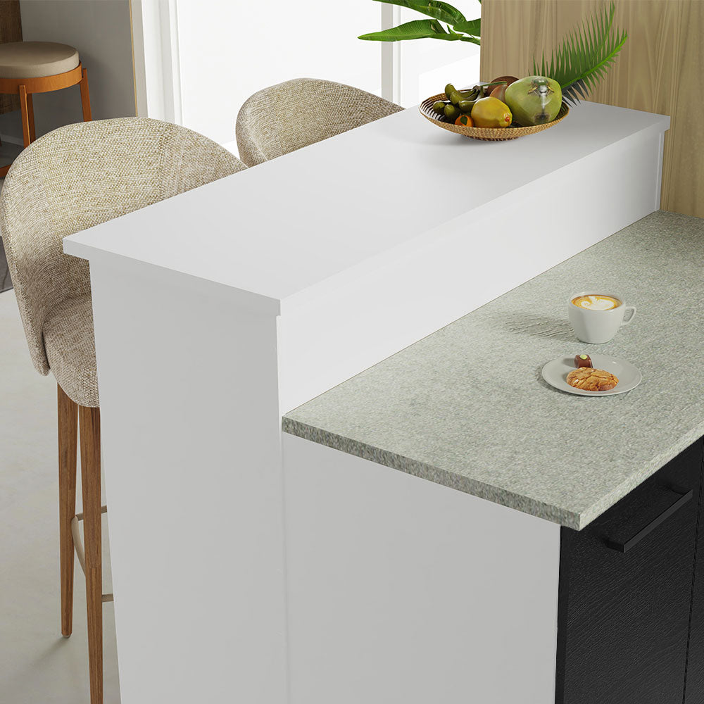 Ilha de Cozinha com Bancada e Balcão 120 cm Branco/Preto Agata Madesa