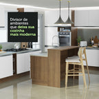 Ilha de Cozinha com Bancada e Balcão 120 cm Rustic/Branco Glamy Madesa
