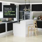 Ilha de Cozinha com Bancada e Balcão 120 cm Branco/Preto Glamy Madesa