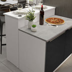 Ilha de Cozinha com Bancada e Balcão 120 cm Branco/Preto Lux Madesa