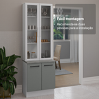 Kit Balcão + Cristaleira 70cm Branco/Cinza Agata Madesa 01