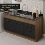 Armário de Cozinha Compacta 150cm  Rustic/Preto Agata Madesa 02