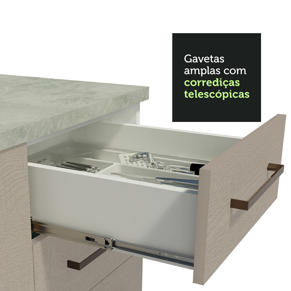 Armário de Cozinha Compacta 180cm Branco/Crema Agata Madesa 09
