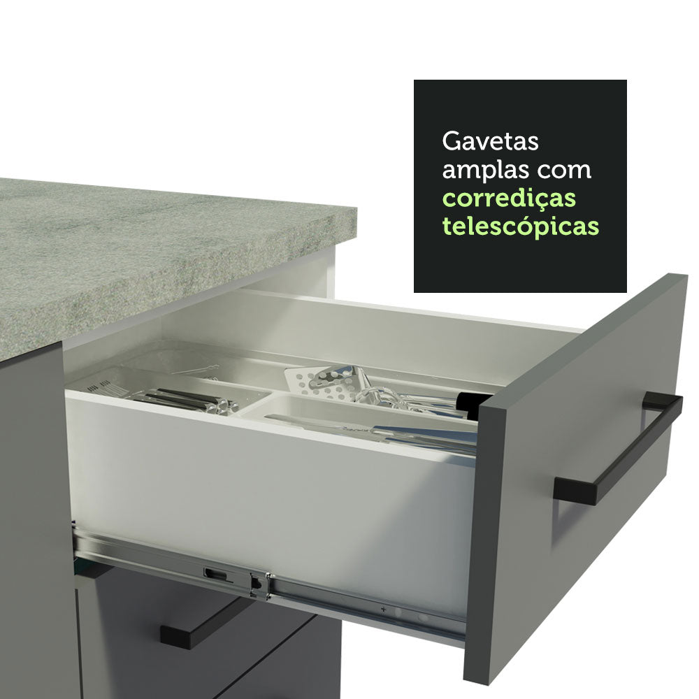 Armário de Cozinha Compacta 280cm Branco/Cinza Agata Madesa 04