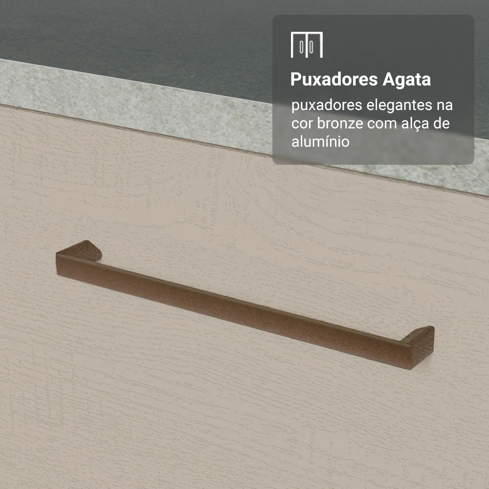 Armário de Cozinha Completa 340cm Branco/Crema Agata Madesa 01