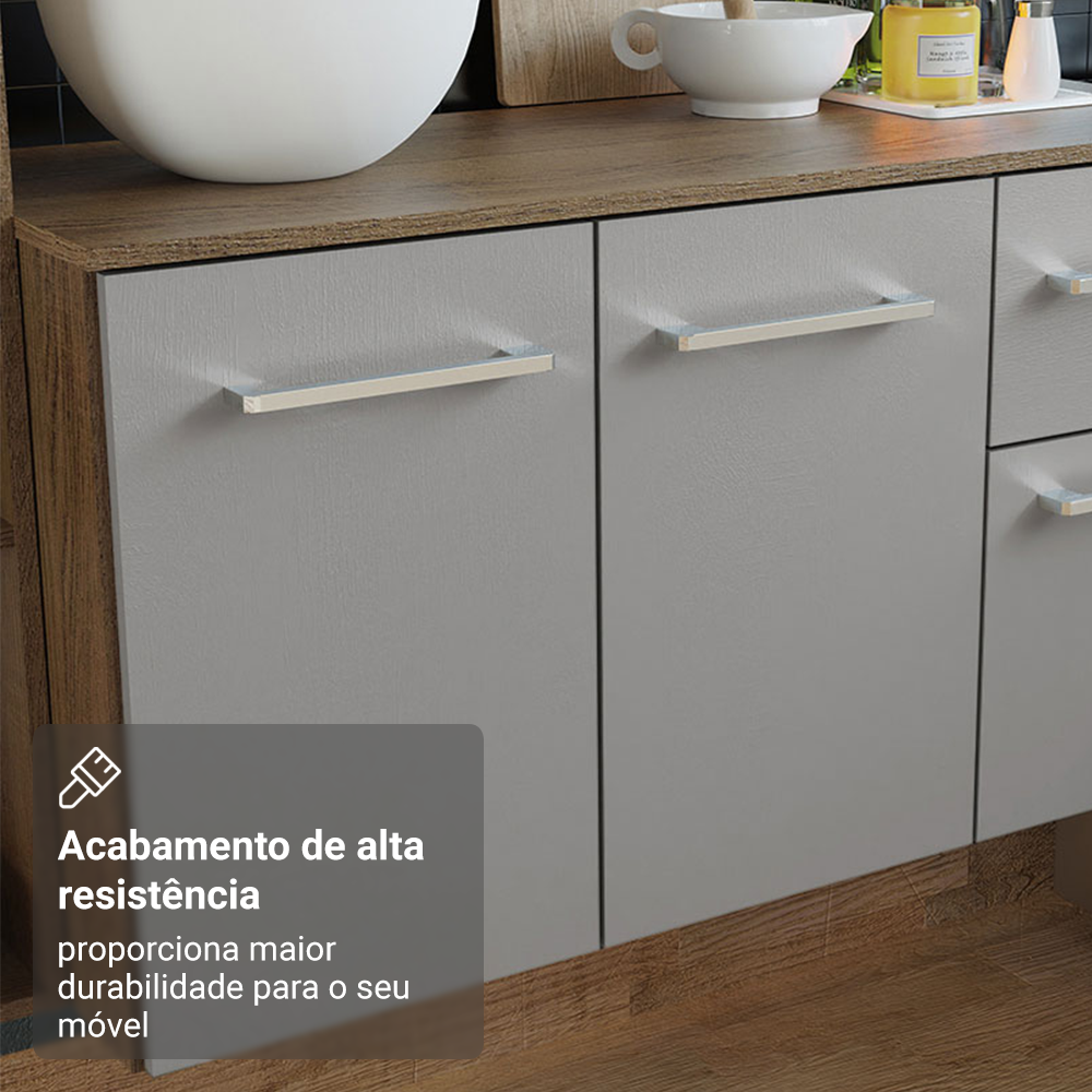 Armário de Cozinha Compacta 180cm Rustic/Cinza Easy Madesa