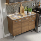 Armário de Cozinha Compacta 165cm com Pia Rustic Emilly Madesa 05