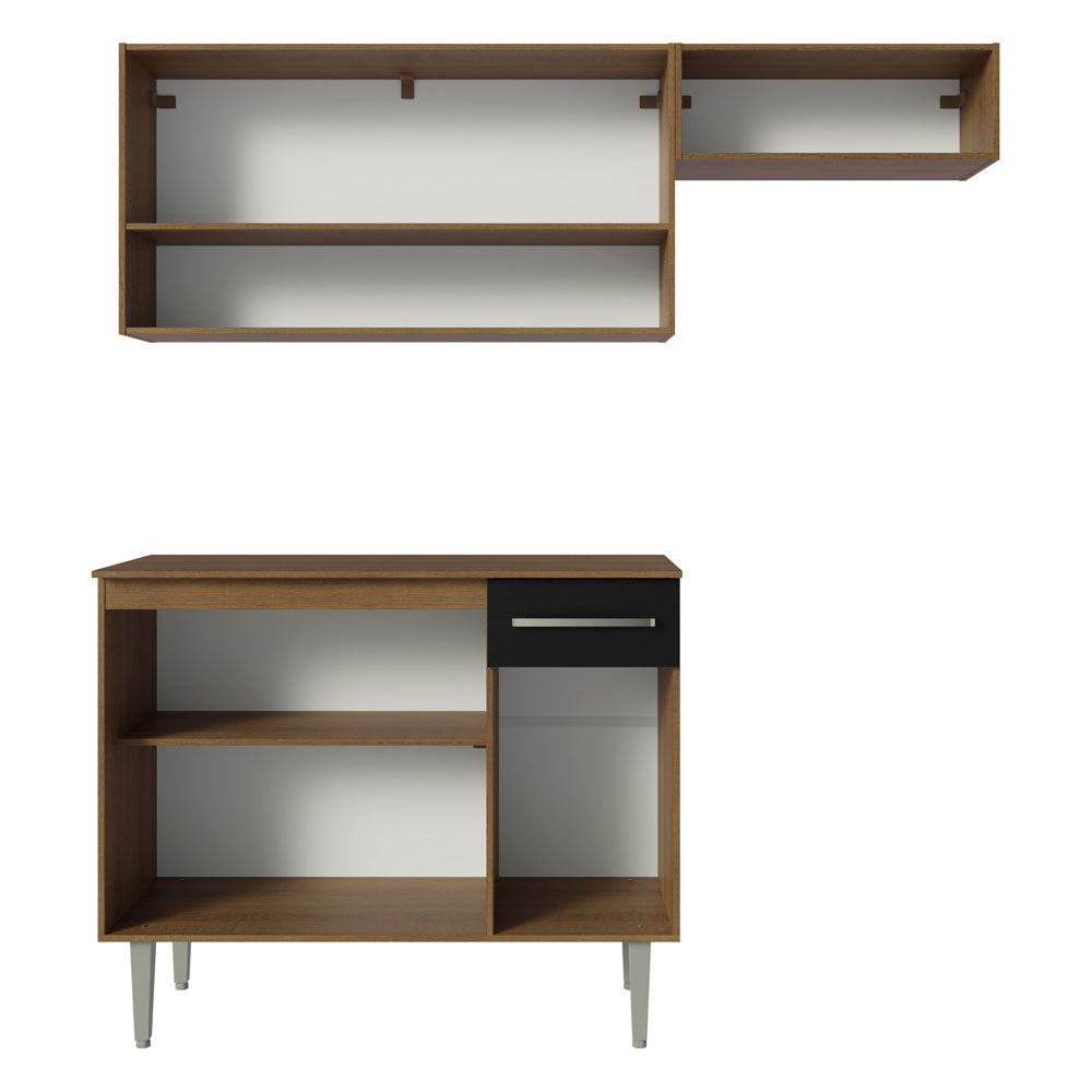 Armário de Cozinha Compacta 165cm Rustic/Preto Emilly Madesa 07