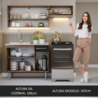 Armário de Cozinha Compacta 165cm com Pia Rustic/Preto Emilly Madesa 09