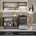 Armário de Cozinha Compacta 165cm com Pia Rustic/Cinza Emilly Madesa 09