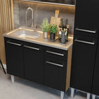 Armário de Cozinha Compacta 169cm com Pia Rustic/Preto Emilly Madesa 11