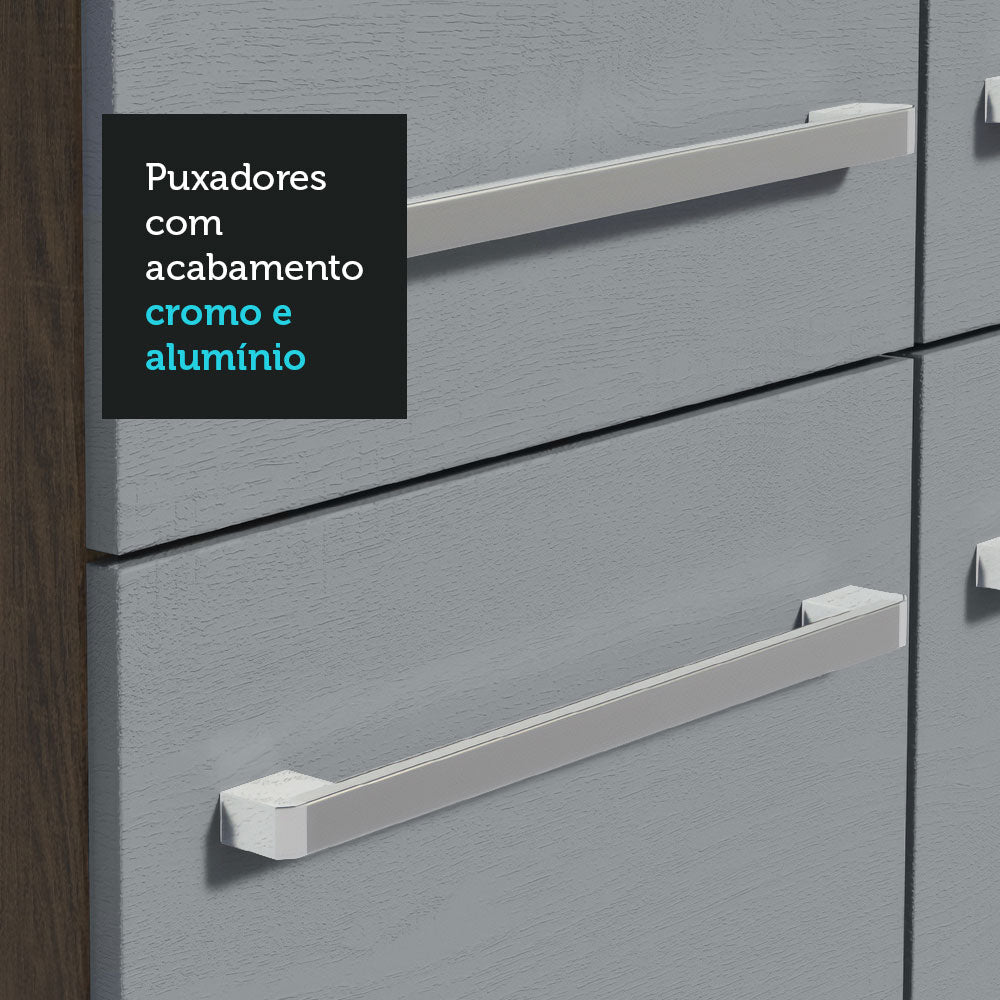 Armário de Cozinha Completa 229cm Rustic/Cinza Emilly Pop Madesa