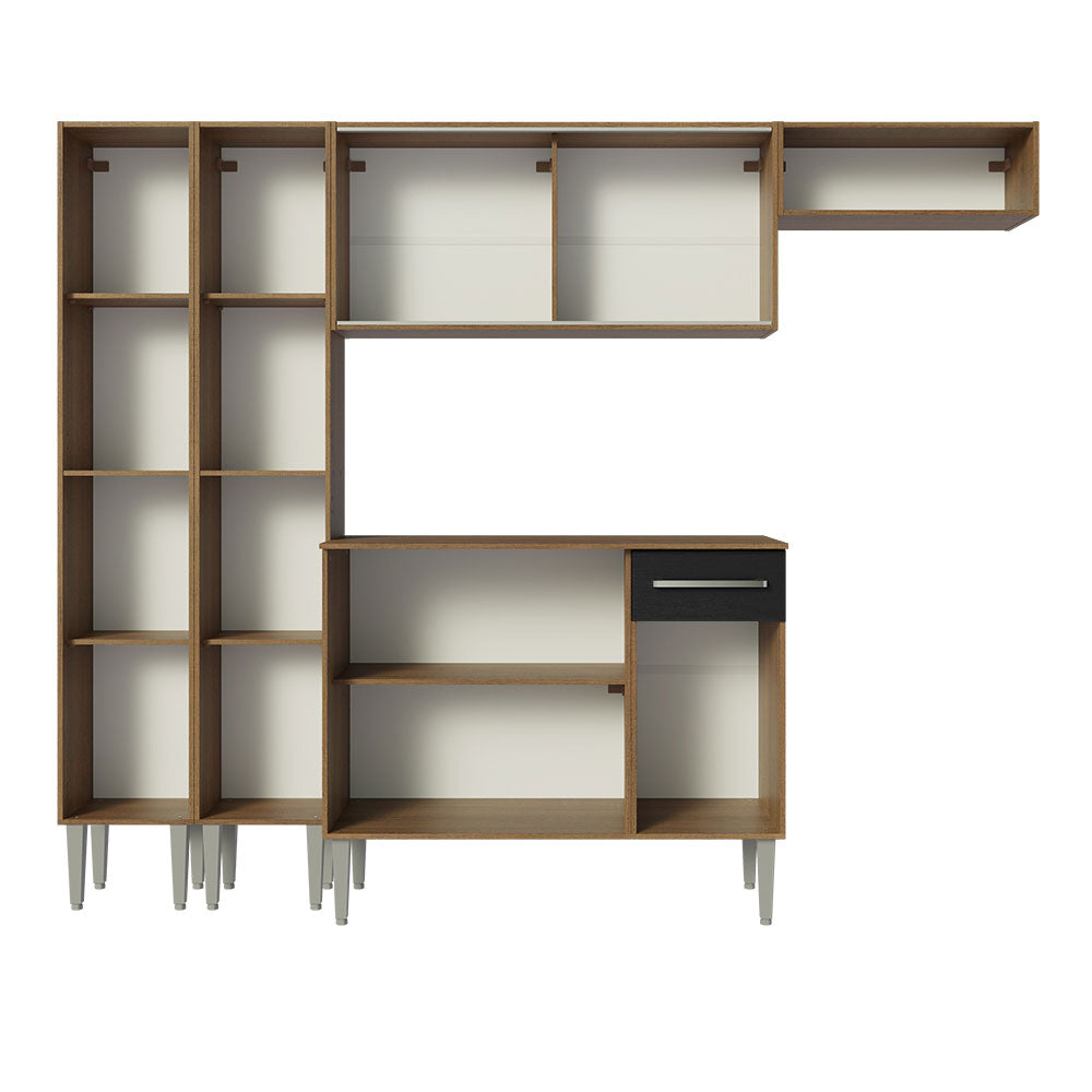 Armário de Cozinha Completa 229cm Rustic/Preto Emilly Madesa 09