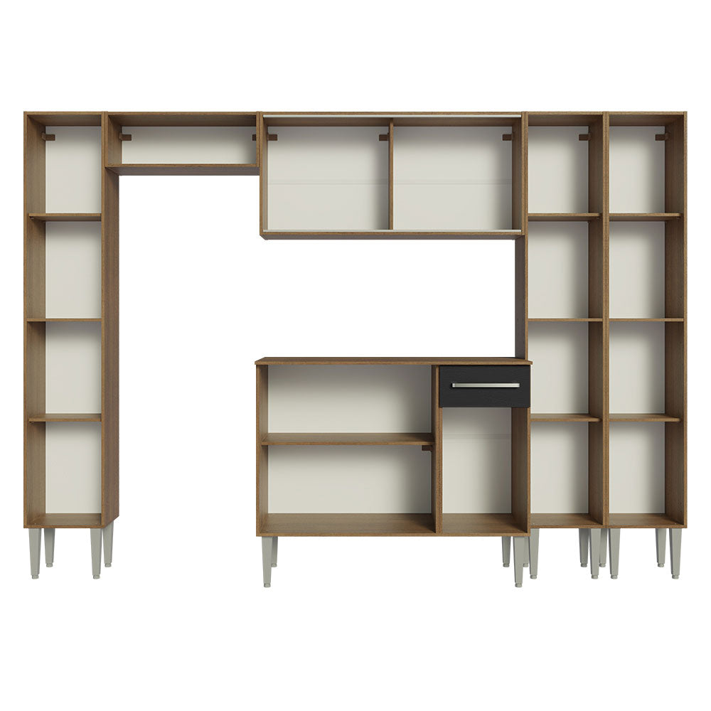 Armário de Cozinha Completa 261cm Rustic/Preto Emilly Madesa 07
