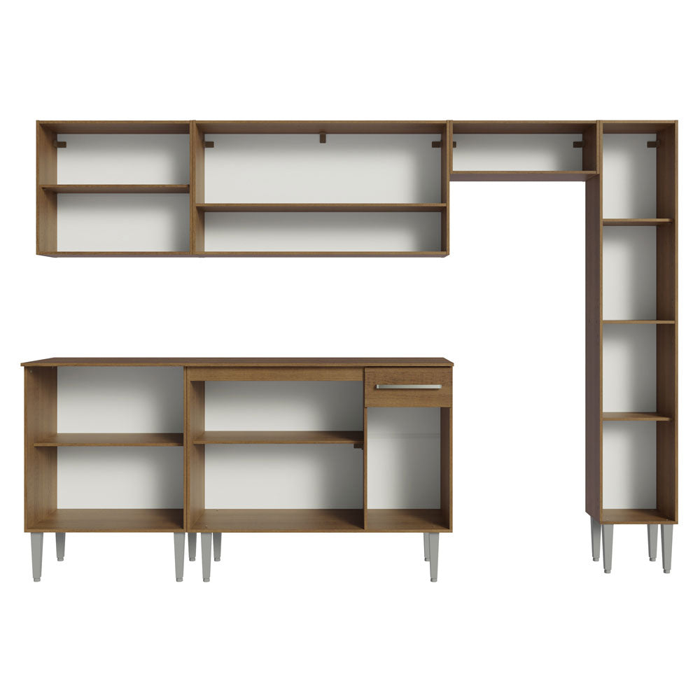 Armário de Cozinha Compacta 261 cm Rustic/Cinza Emilly Madesa 09