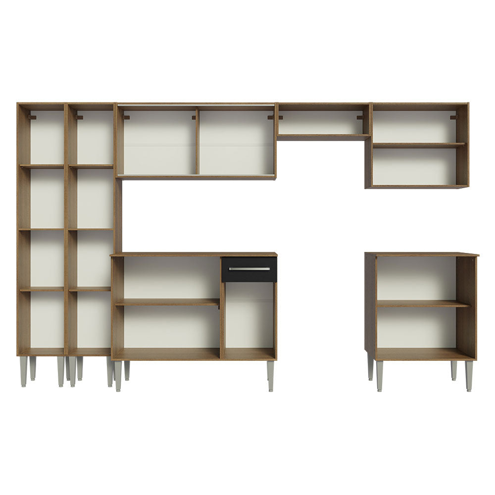 Armário de Cozinha Completa 293cm Rustic/Preto Emilly Madesa 05