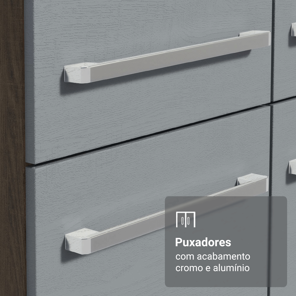 Armário de Cozinha Completa 293cm com Pia Rustic/Cinza Emilly Madesa 09