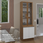 Kit Balcão + Cristaleira 70cm Rustic/Branco Glamy Madesa 01