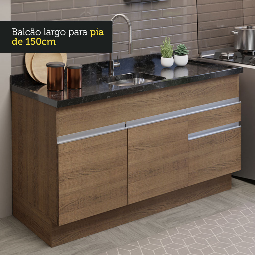 Armário de Cozinha Compacta 150cm Rustic Glamy Madesa 02