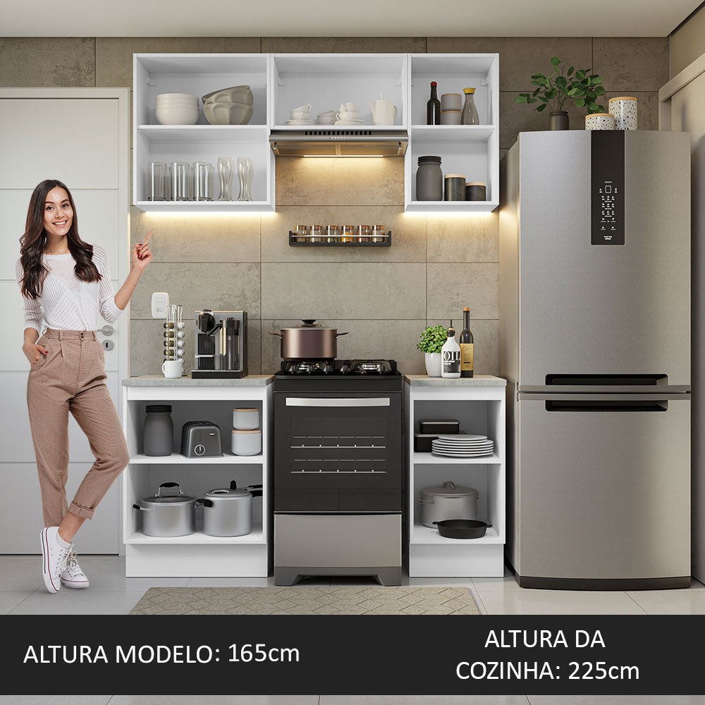 Armário de Cozinha Compacta 160cm Branco/Preto Glamy Madesa 07