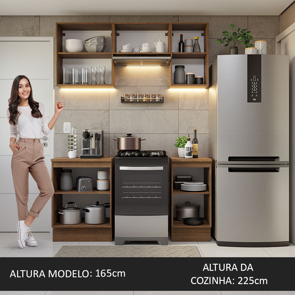 Armário de Cozinha Compacta 160cm Rustic/Preto Glamy Madesa 07