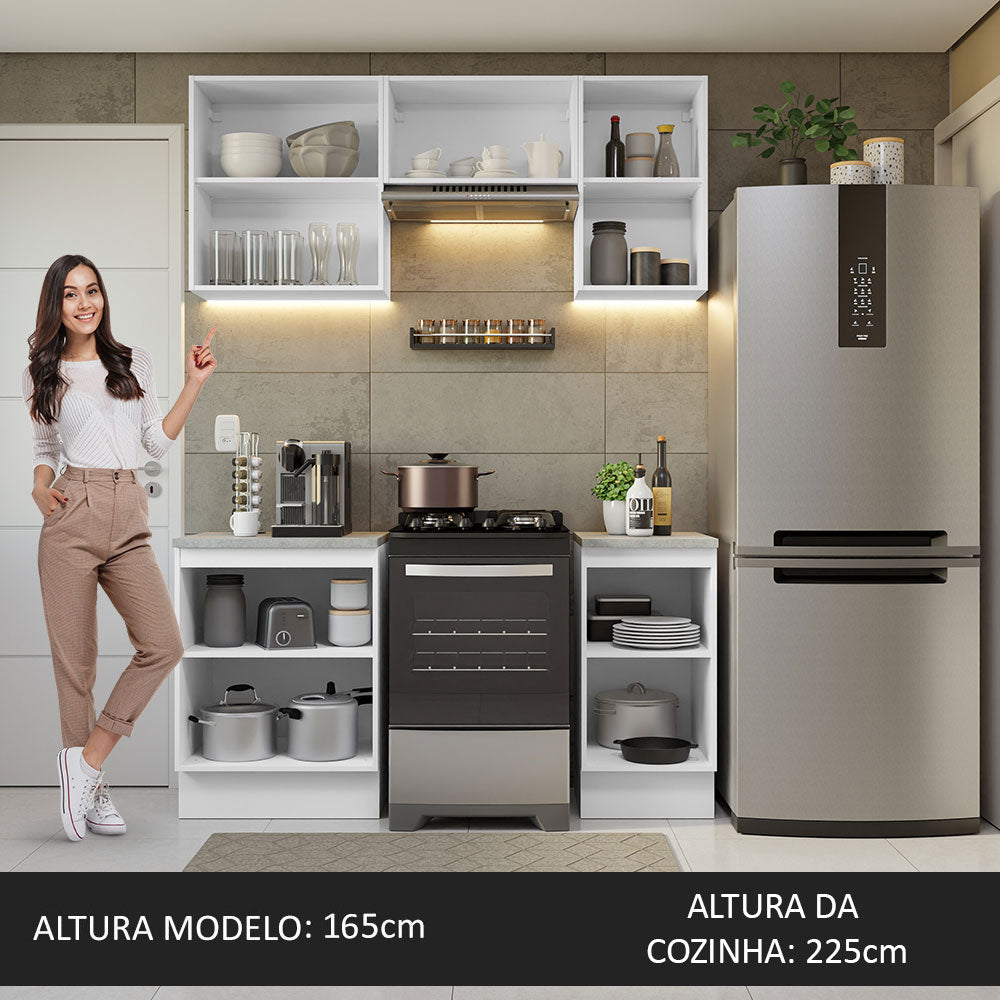 Armário de Cozinha Compacta 160cm Branco/Rustic Glamy Madesa 07