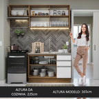 Armário de Cozinha Compacta 180cm Rustic/Branco Glamy Madesa 09
