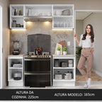 Armário de Cozinha Compacta 180cm Branco Glamy Madesa 12