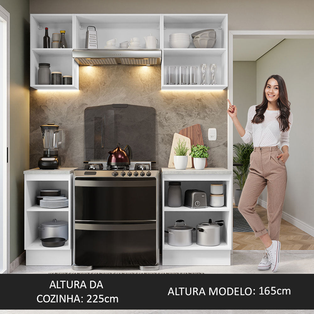 Armário de Cozinha Compacta 180cm Branco/Rustic Glamy Madesa 12