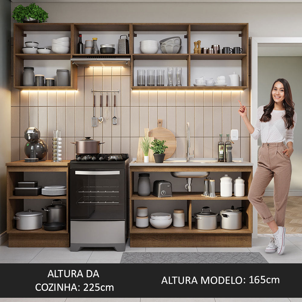 Armário de Cozinha Completa 240cm Rustic Glamy Madesa 09