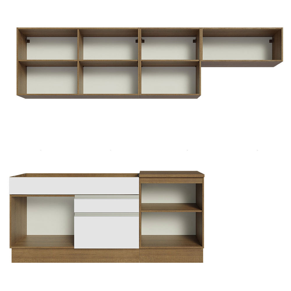 Armário de Cozinha Completa 260cm Rustic/Branco Glamy Madesa 03