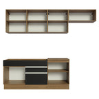 Armário de Cozinha Completa 260cm Rustic/Preto Glamy Madesa 03
