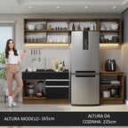 Armário de Cozinha Completa 260cm Rustic/Preto Glamy Madesa 05