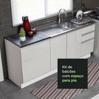 Kit com 2 Balcões de Cozinha Madesa Acordes 100% MDF (Sem Tampo e Pia) Frentes Branco Brilho