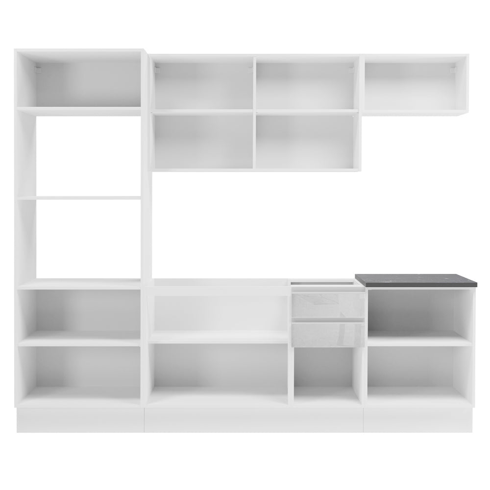 Armário de Cozinha Completa 100% MDF 250cm Frentes Branco Brilho Acordes Madesa 03