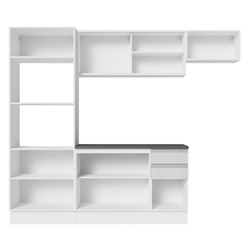 Armário de Cozinha Completa 100% MDF 250cm Frentes Branco Brilho Acordes Madesa 04