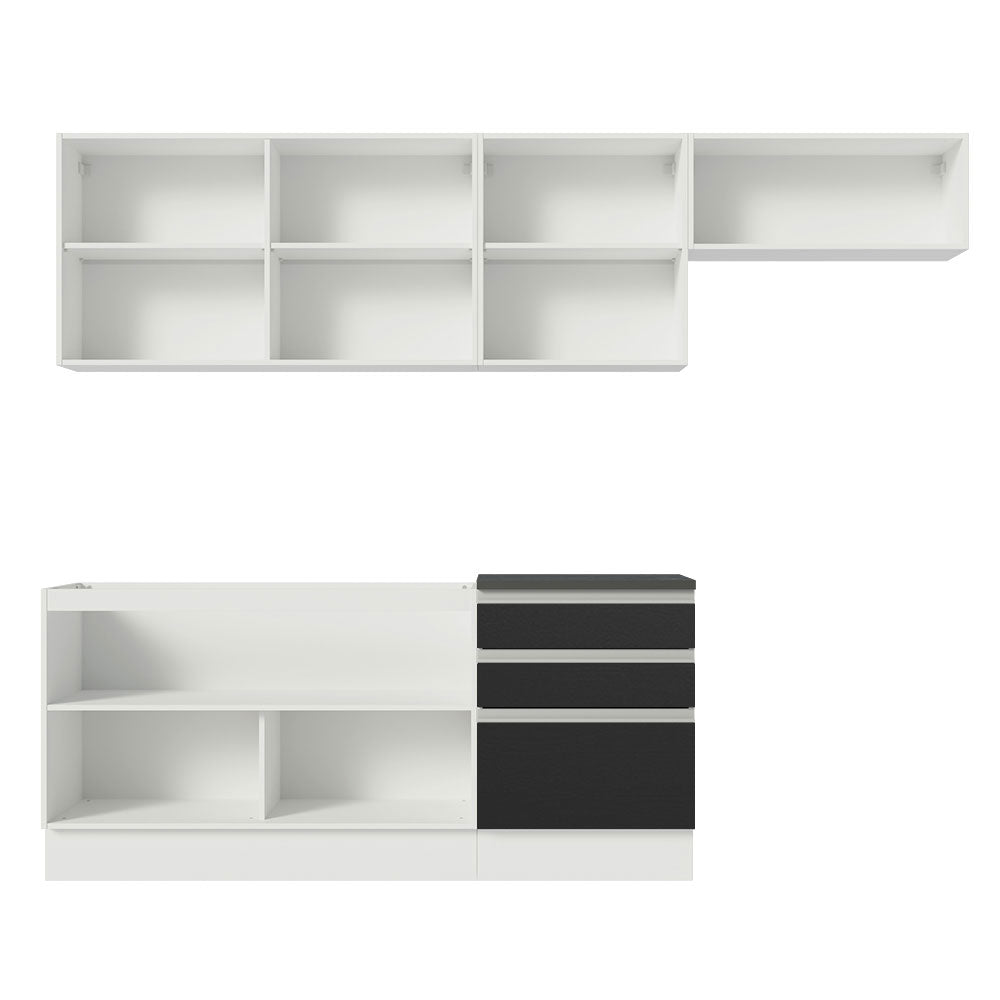 Armário de Cozinha Completa 100% MDF 260cm Branco/Preto Acordes Madesa 03