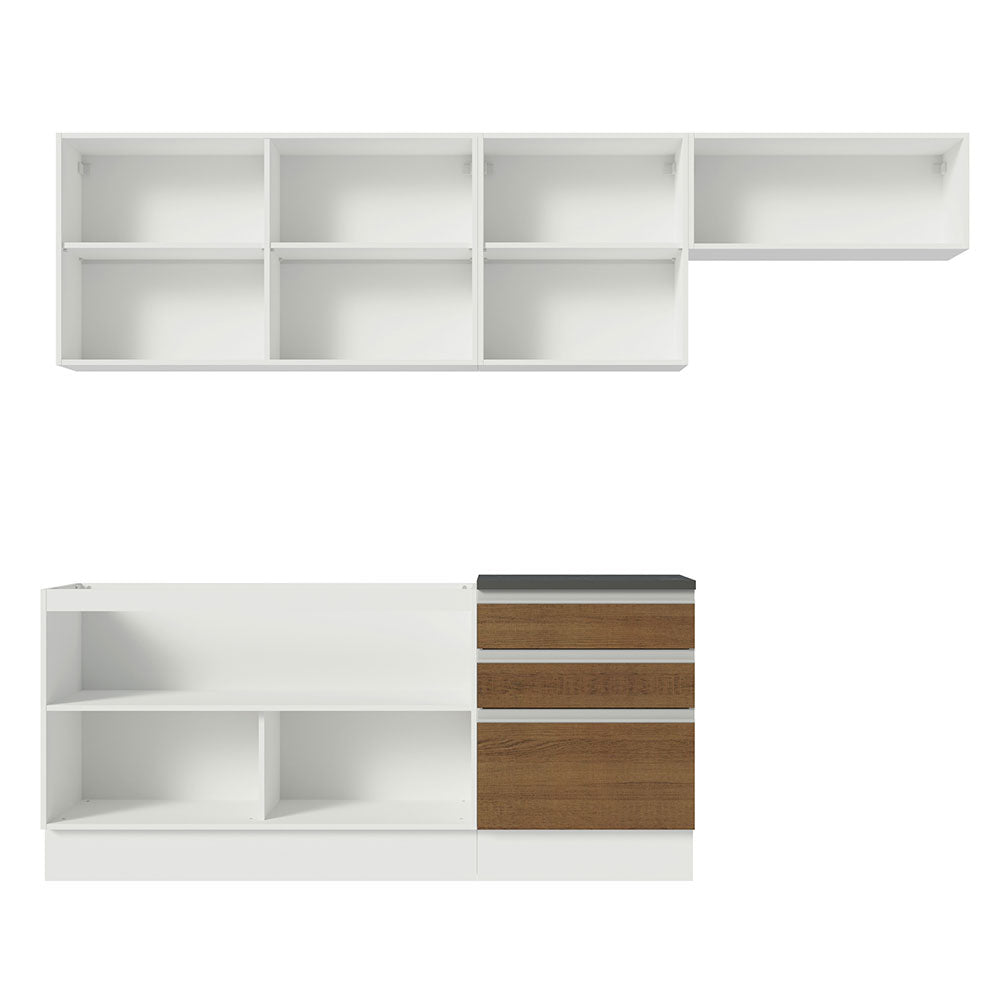 Armário de Cozinha Completa 100% MDF 260cm Branco/Rustic Acordes Madesa 03