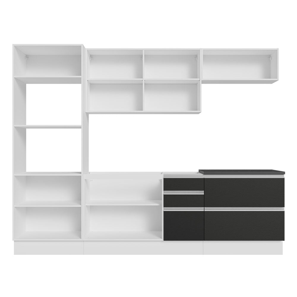 Armário de Cozinha Completa 100% MDF 270cm Branco/Preto Acordes Madesa 06