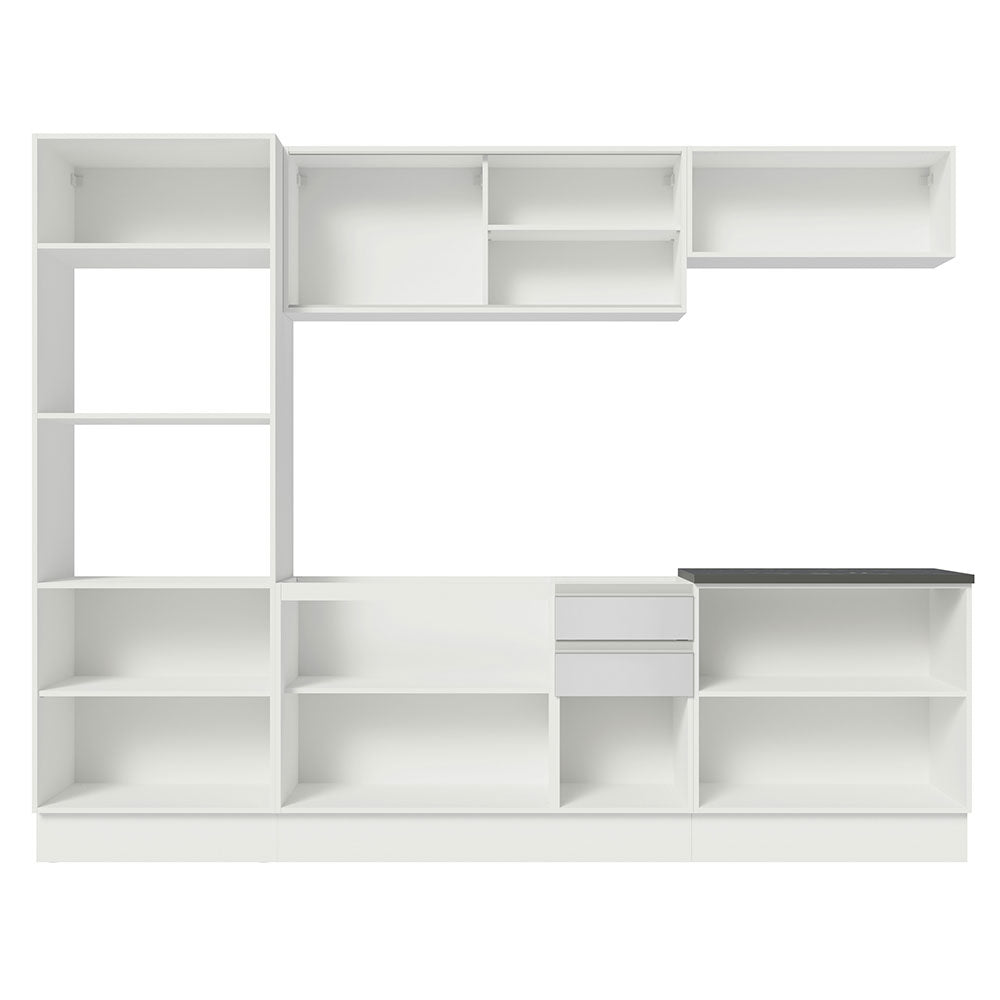 Armário de Cozinha Completa 100% MDF 270cm Frentes Branco Brilho Acordes Madesa 07