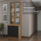 Kit Balcão + Cristaleira 70cm Rustic/Preto Lux Madesa 01