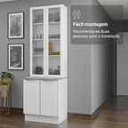 Kit Balcão + Cristaleira 70 x 60 cm Branco Veludo Lux Madesa 01