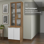 Kit Balcão + Cristaleira 70cm Rustic/Branco Veludo Lux Madesa 01