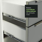 Armário de Cozinha Compacta 180 x 60 cm Branco/Cinza Lux Madesa 01