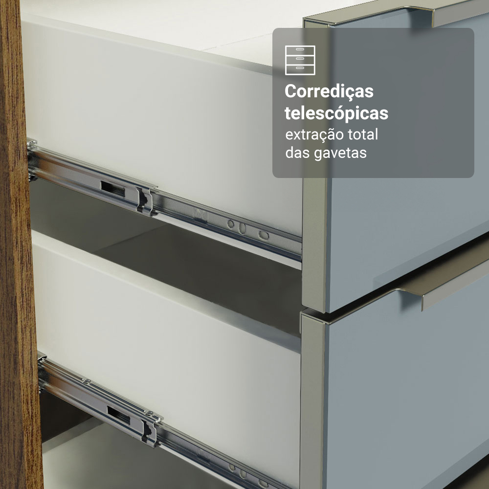 Armário de Cozinha Compacta 190 x 60 cm Rustic/Cinza Lux Madesa 02