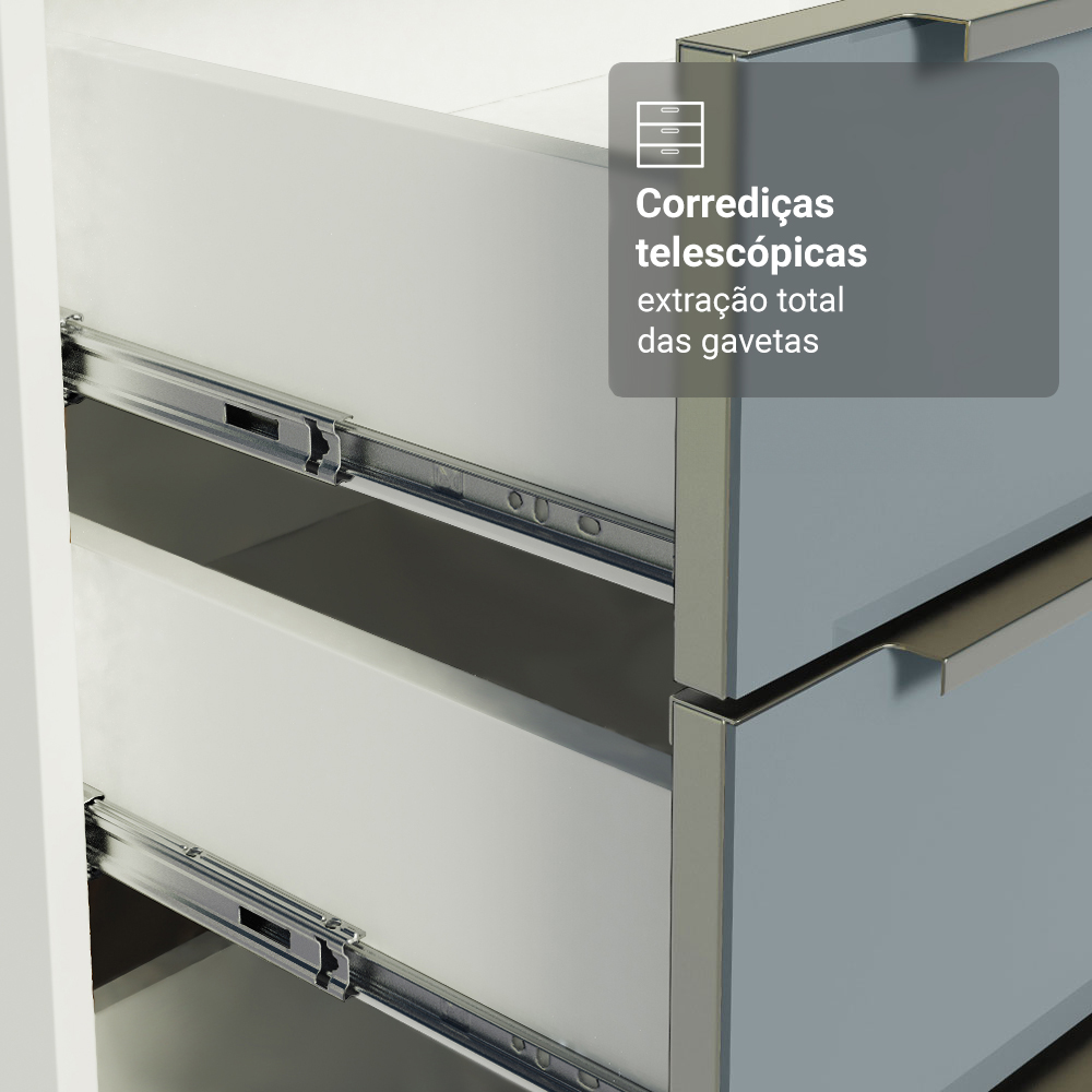 Armário de Cozinha Compacta 190 x 60 cm Branco/Cinza Lux Madesa 02
