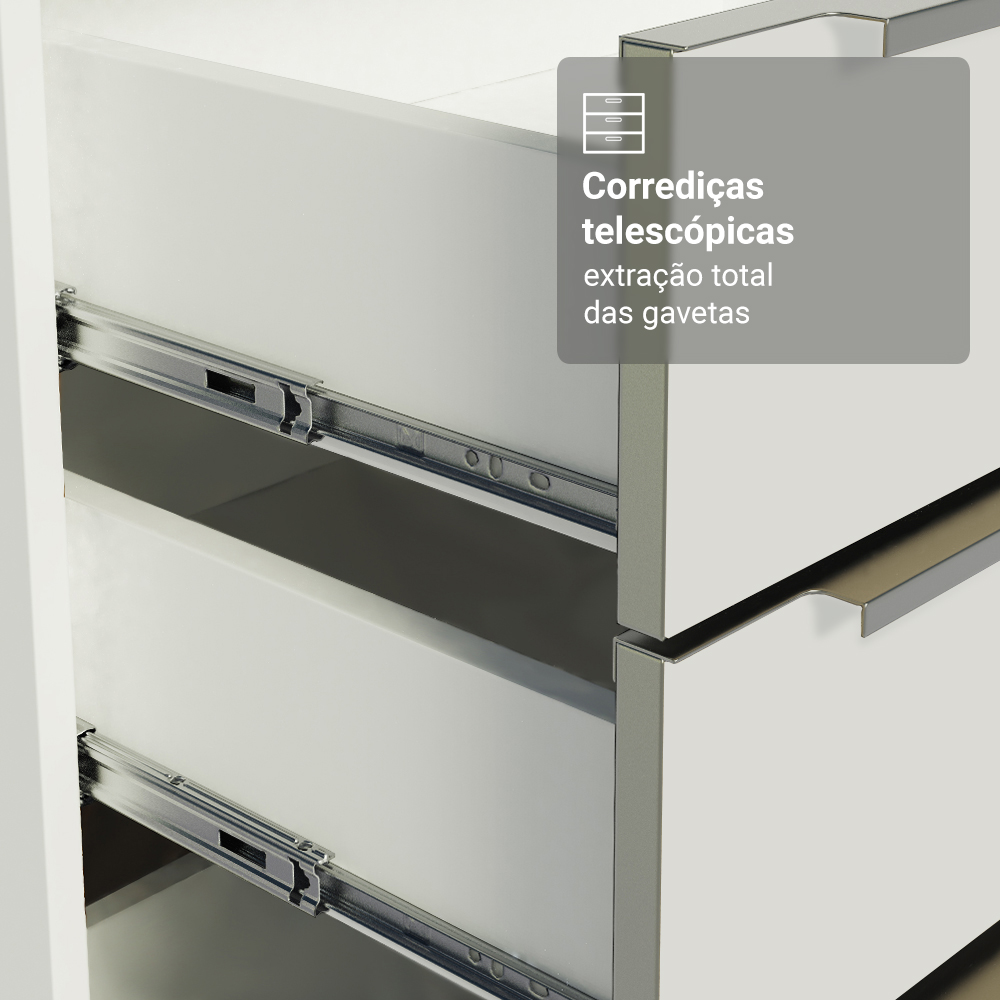 Armário de Cozinha Compacta 190 x 60 cm Branco Veludo Lux Madesa 02
