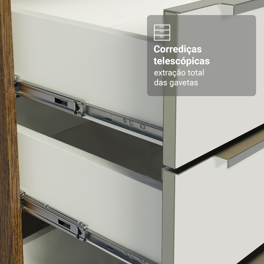 Armário de Cozinha Compacta 190cm Rustic/Branco Veludo Lux Madesa 02