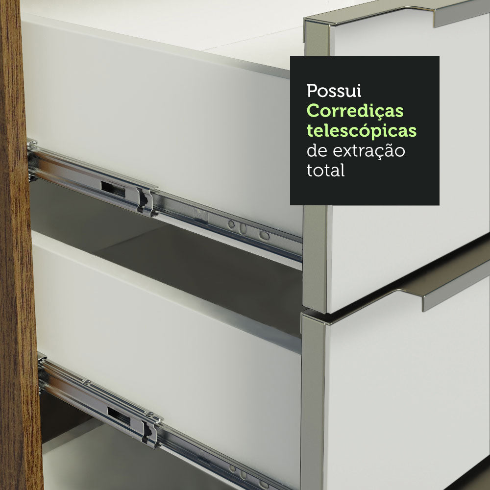 Armário de Cozinha Compacta 200 x 60 cm Rustic Branco Veludo Lux Madesa 01