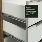 Armário de Cozinha Compacta 200 x 60 cm Rustic Branco Veludo Lux Madesa 01